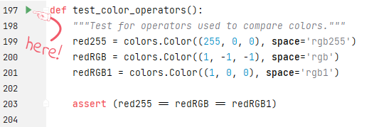Arrow pointing to the run button in PyCharm
